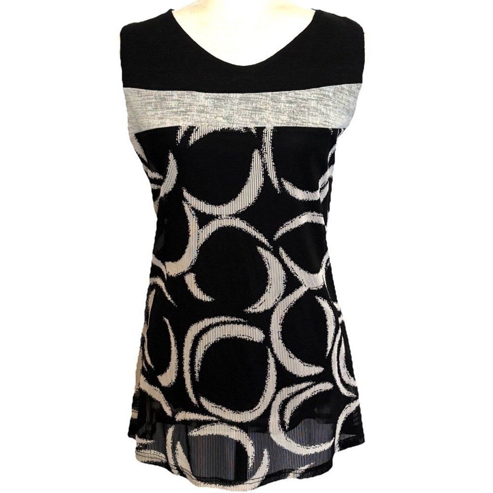 Ness Stylish Black and Gray Women's Top Size Large